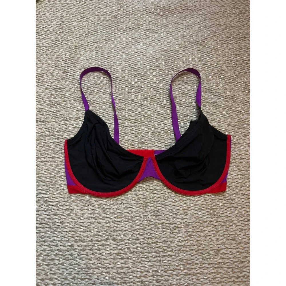 Parade Colorblock Underwire Bra Black Purple Red‎ Mesh Size XL+ PR139T
